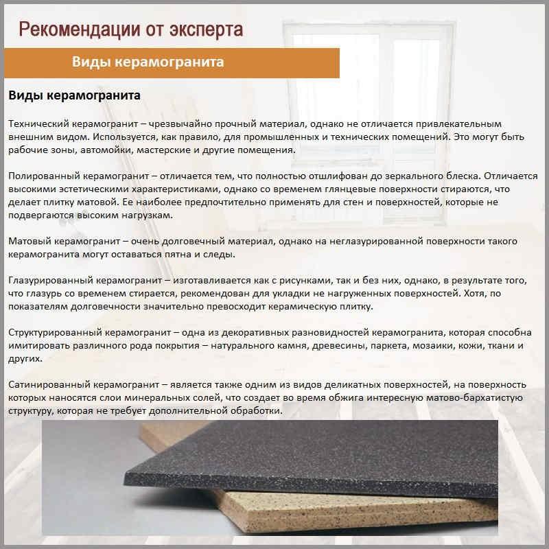 Виды керамогранита