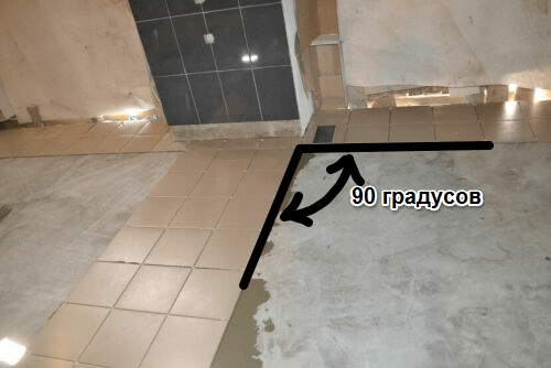Соблюдение ровности рядов при укладке плитки в гараже неправильной формы